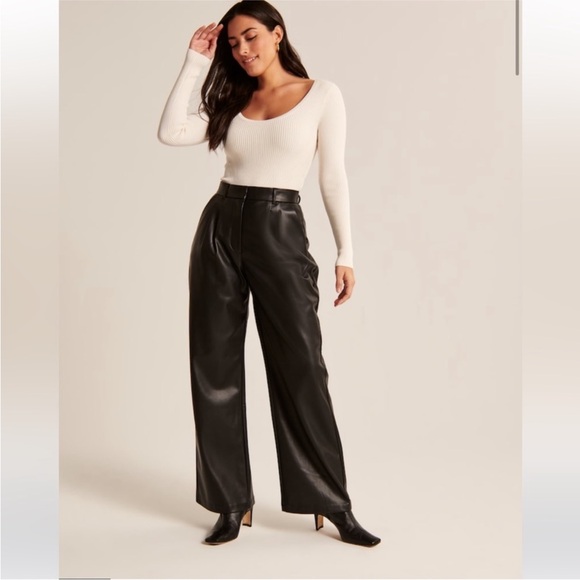 Abercrombie & Fitch Pants - Abercrombie | Black Leather Women’s Wide Leg Pants